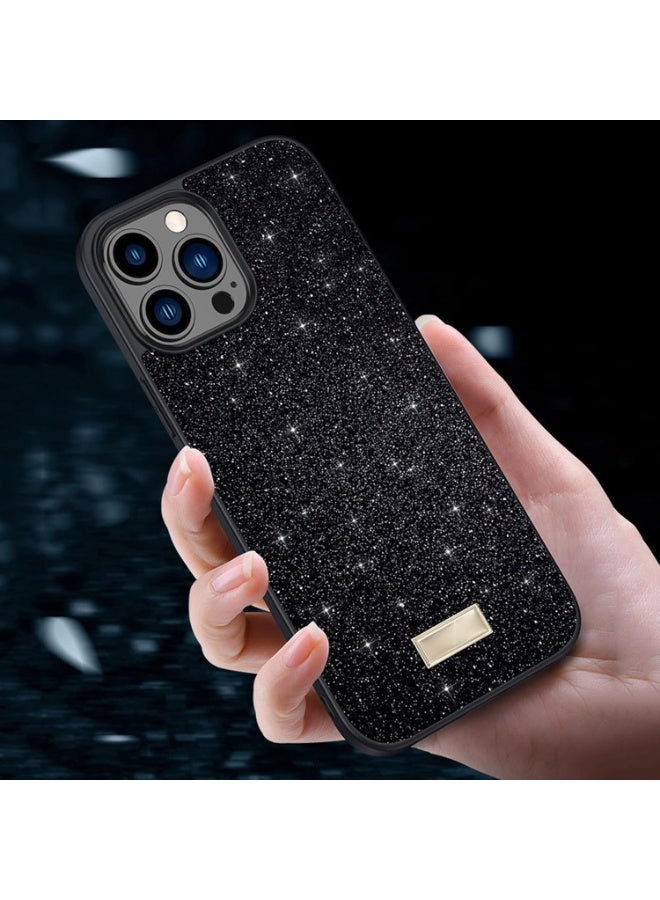 Raxoom Case for iPhone 15 Pro Max Glitter Sparkle Bling Shiny PU Leather Ultra-Thin Drop-Proof and Shock-Proof Protective case(Black) - Image 1