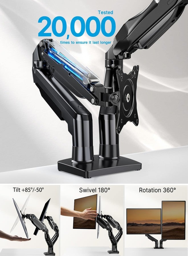 HUANUO Dual Monitor Stand - Adjustable Gas Spring Monitor Desk Mount VESA Bracket with C Clamp, Grommet Mounting Base for 13 to 27 Inch Computer Screens - Each Arm Holds 4.4 to 14.3lbs - Image 3