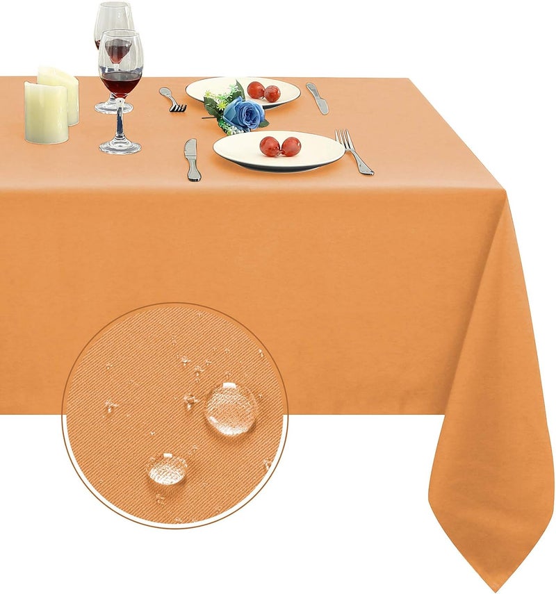 Obstal Chemical free 210GSM Rectangle Table Cloth - Heavy Duty Water Resistance Microfiber Tablecloth, Decorative Fabric Table Cover for Outdoor and Indoor Use (Orange, 60 x 102 Inch) Simple practical structure - Image 1