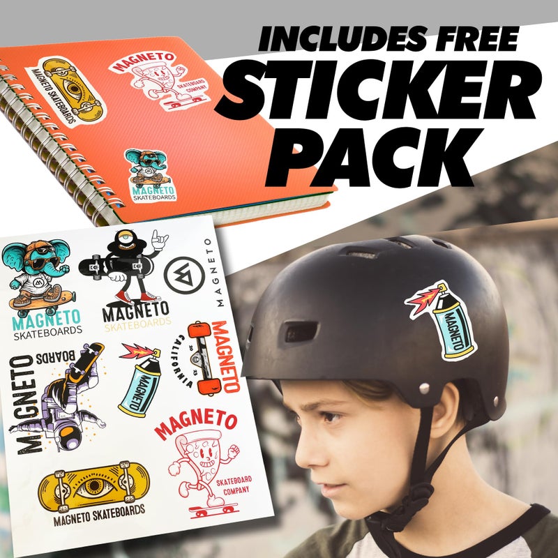 Magneto Complete Skateboard | 27.5" x 7.5" | 6-Layer Canadian Maple Double Kick Concave Deck | Skateboard Cruiser Skateboard for Kids, Boys, Girls, Beginners, and Teens - Image 2