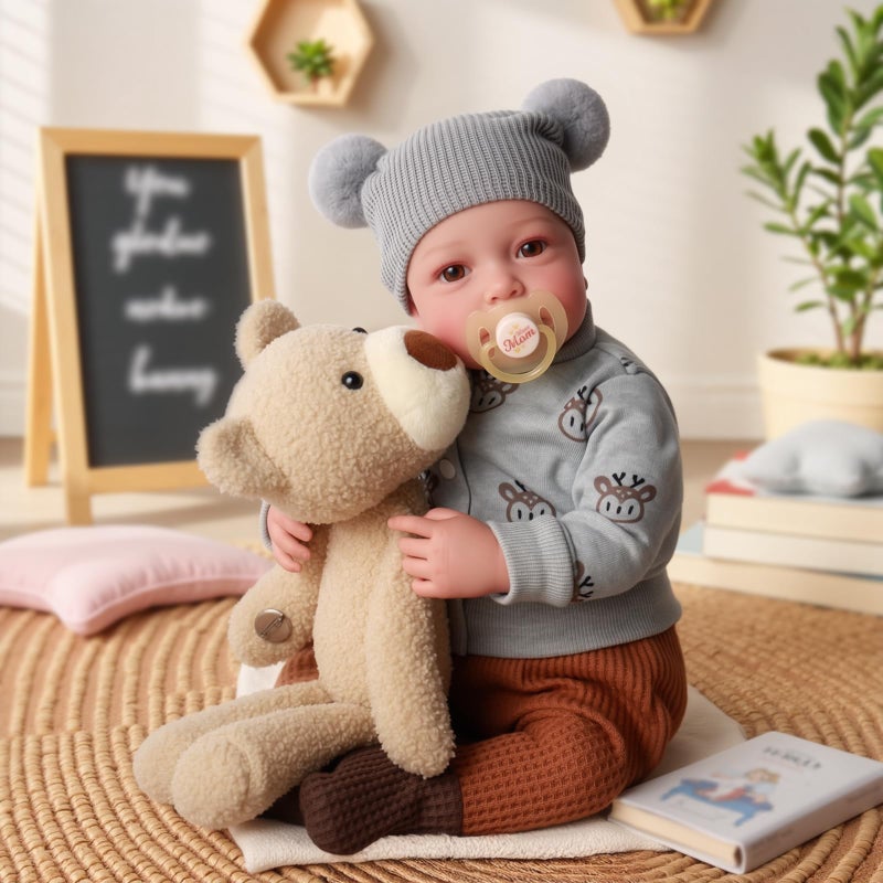 BABESIDE Lifelike Reborn Baby Dolls Boys 17Inch Real Baby Feeling RealisticNewborn Baby Doll Cloth Body Real Life Baby Dolls with Toy Gift Box for Kids Age 3 - Image 2