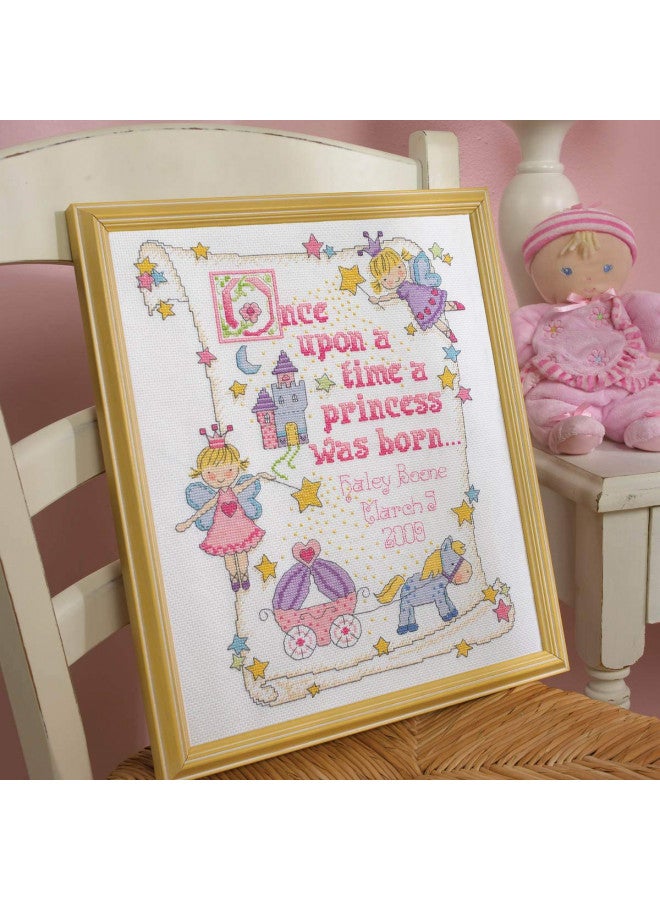 Bucilla Bucilla Counted Cross Stitch Birth Record Kit, 10 by 13-Inch, 45328 Princess , Pink  - Image 4