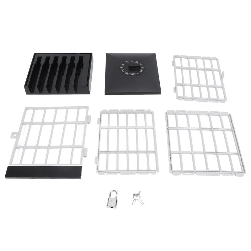 Mobile Phone Jail with Timer Cell Phones Prison Lock Up Safe Smartphone Stand Holder Classroom Home Table Office Storage Gadget Black and Grey - Image 1