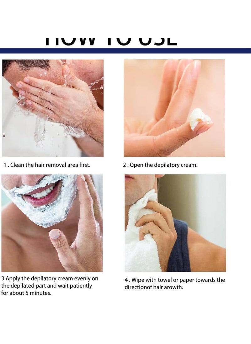 EELHOE - Men’s Depilatory Cream for Sensitive Skin, Tough Hair Removal for Face, Underarm & Body, Hydrates & Exfoliates, Gentle Formula for Long-Lasting Smoothness 60ml - Image 1