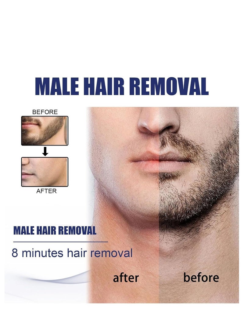 EELHOE - Men’s Depilatory Cream for Sensitive Skin, Tough Hair Removal for Face, Underarm & Body, Hydrates & Exfoliates, Gentle Formula for Long-Lasting Smoothness 60ml - Image 1