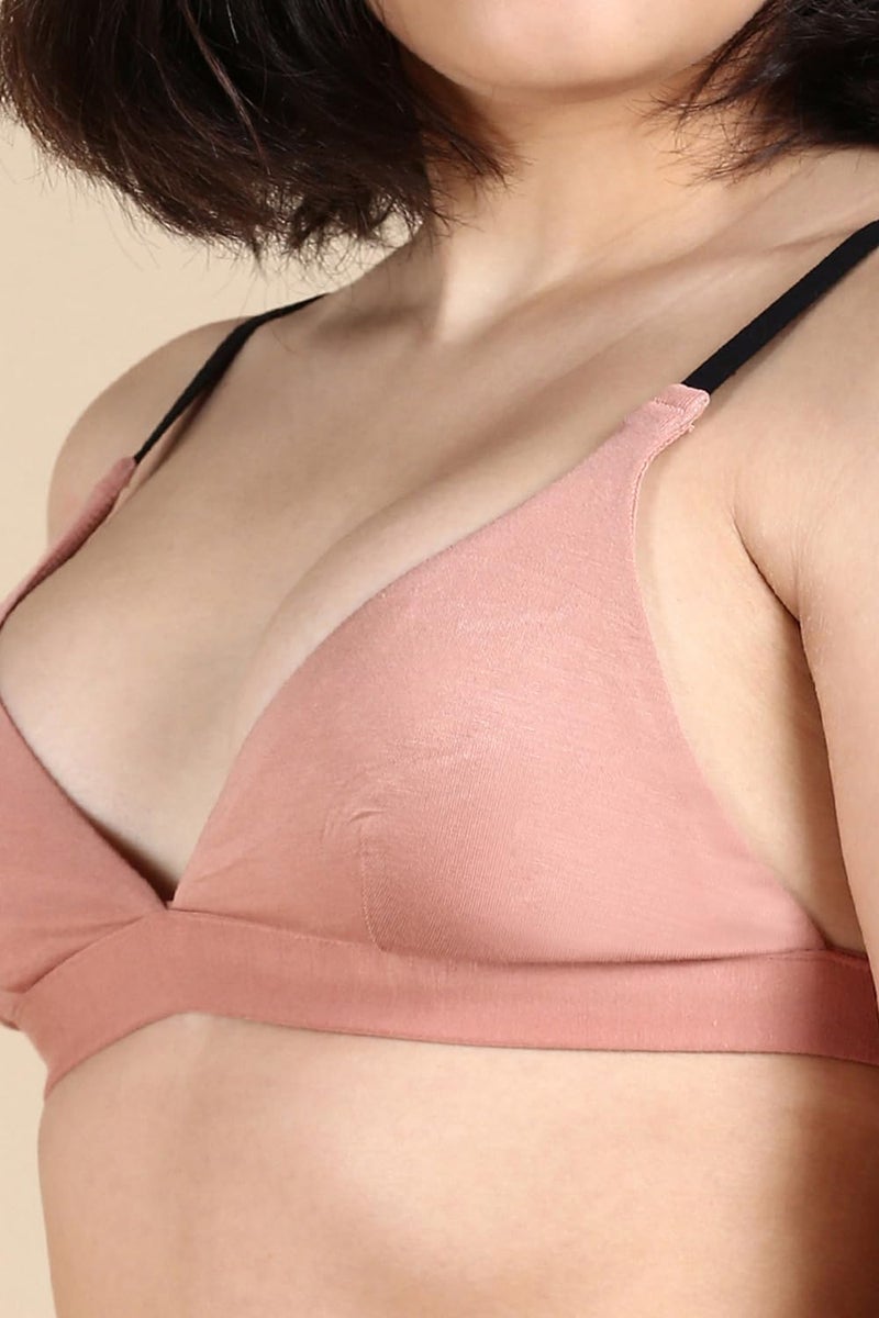 Circus &Circus PureSoft True Fit Triangle Non Padded Bra for Women | Deep Neck Plunge Bra for Women | Triangle Low Coverage Bra | Almond Nude, M - Image 4