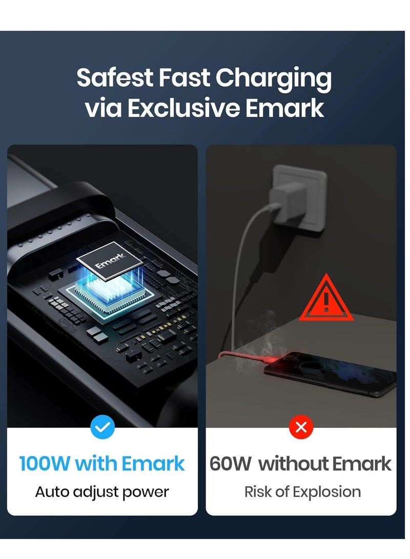 (Pack of 2) 100W USB-C to USB-C Fast Charging Cable, PD 3.0 Power Delivery, Durable Nylon Braided Cable, Compatible with Laptops/Mobiles/Tablets - 3.3 Feet (1 Meter) - Black - Image 2