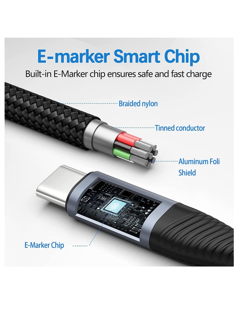 (Pack of 2) 100W USB-C to USB-C Fast Charging Cable, PD 3.0 Power Delivery, Durable Nylon Braided Cable, Compatible with Laptops/Mobiles/Tablets - 3.3 Feet (1 Meter) - Black - Image 3