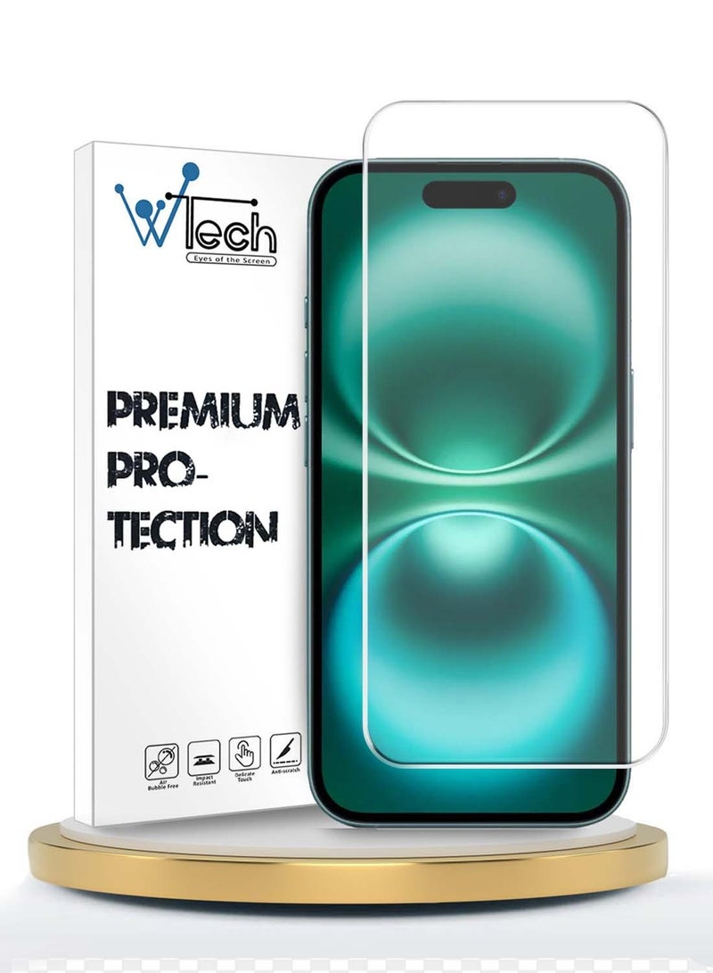 Wtech Apple iPhone 16 2024 Premium Series Curved Edges 9H 2.5D Tempered Glass Screen Protector (MSG9CN) - Clear - Image 1