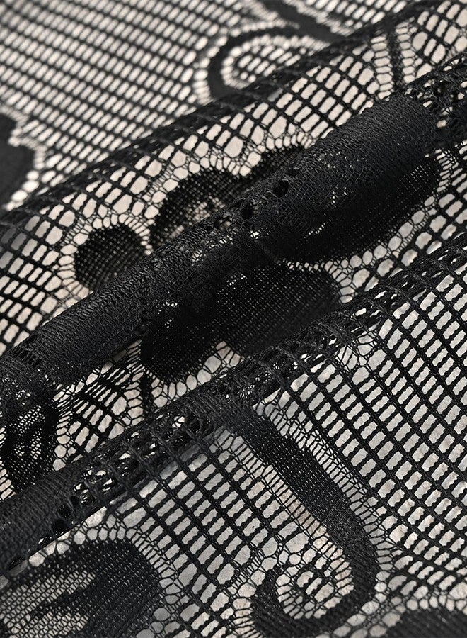 Jayla Black Semi-Sheer Floral Lace Curtain Swag for Kitchen Half Window Bathroom Decoration Rod Pocket,39 x 39 Inch, 1 Panel - Image 5
