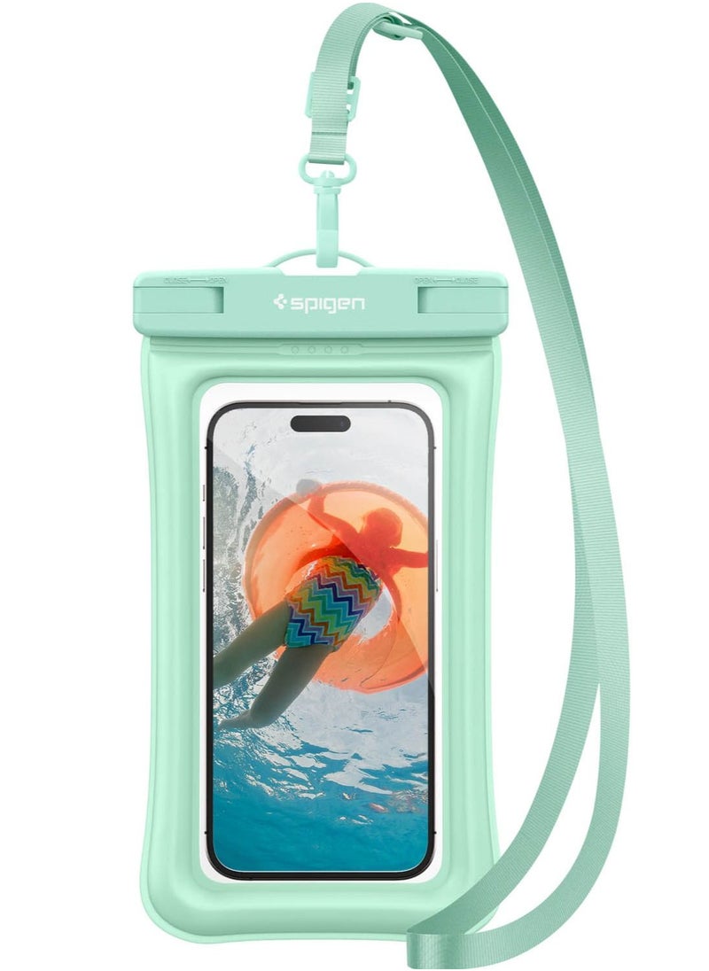 Spigen Aqua Shield Floating Universal Waterproof Phone Underwater Case Cover [1 Pack] IPX8 Pouch A610 Compatible with iPhone, Samsung Galaxy and Smartphone Up to 6.9 inches - Mint  - Image 1