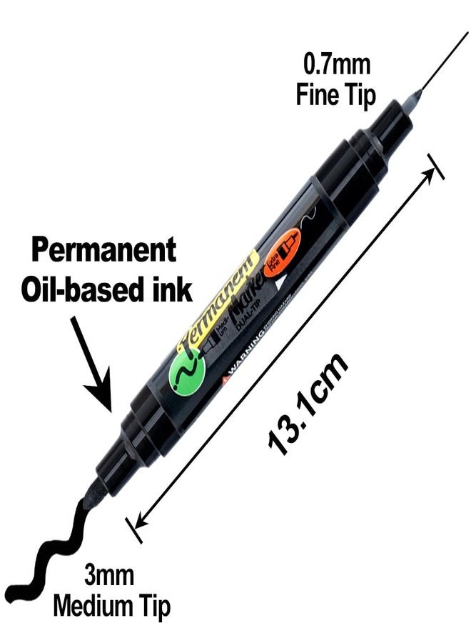TRANSON 2 Black Dual-tip Permanent Paint Markers Oil Based Waterproof - Image 3