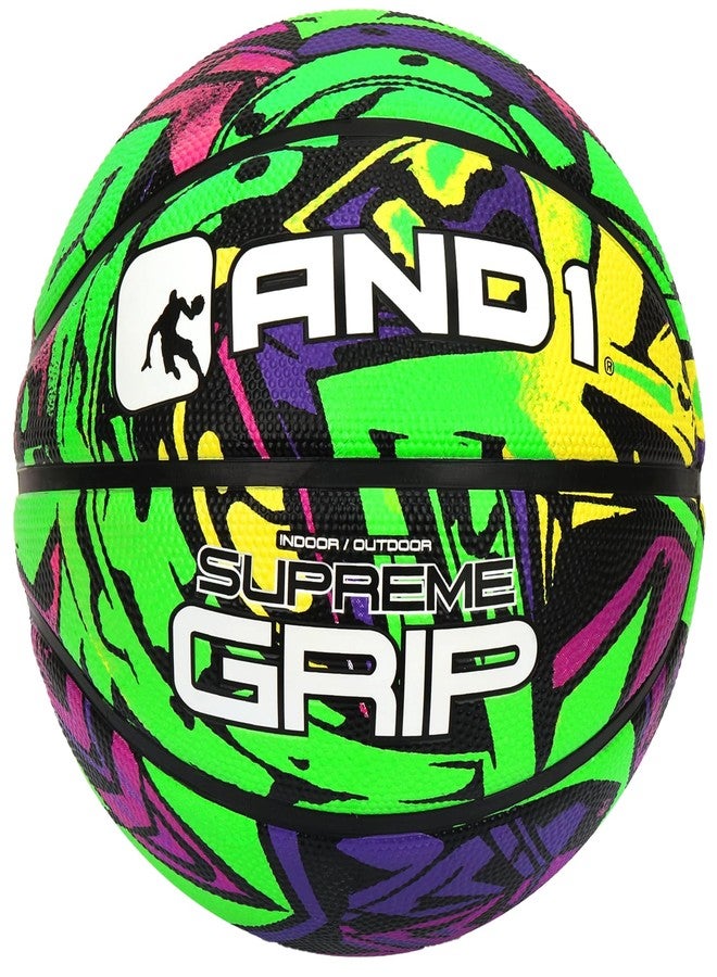 AND1 Supreme Grip Rubber Basketball: Official Regulation Size 7 (29.5 inches) - Deep Channel Construction Streetball, Made for Indoor Outdoor Basketball Games - Image 1
