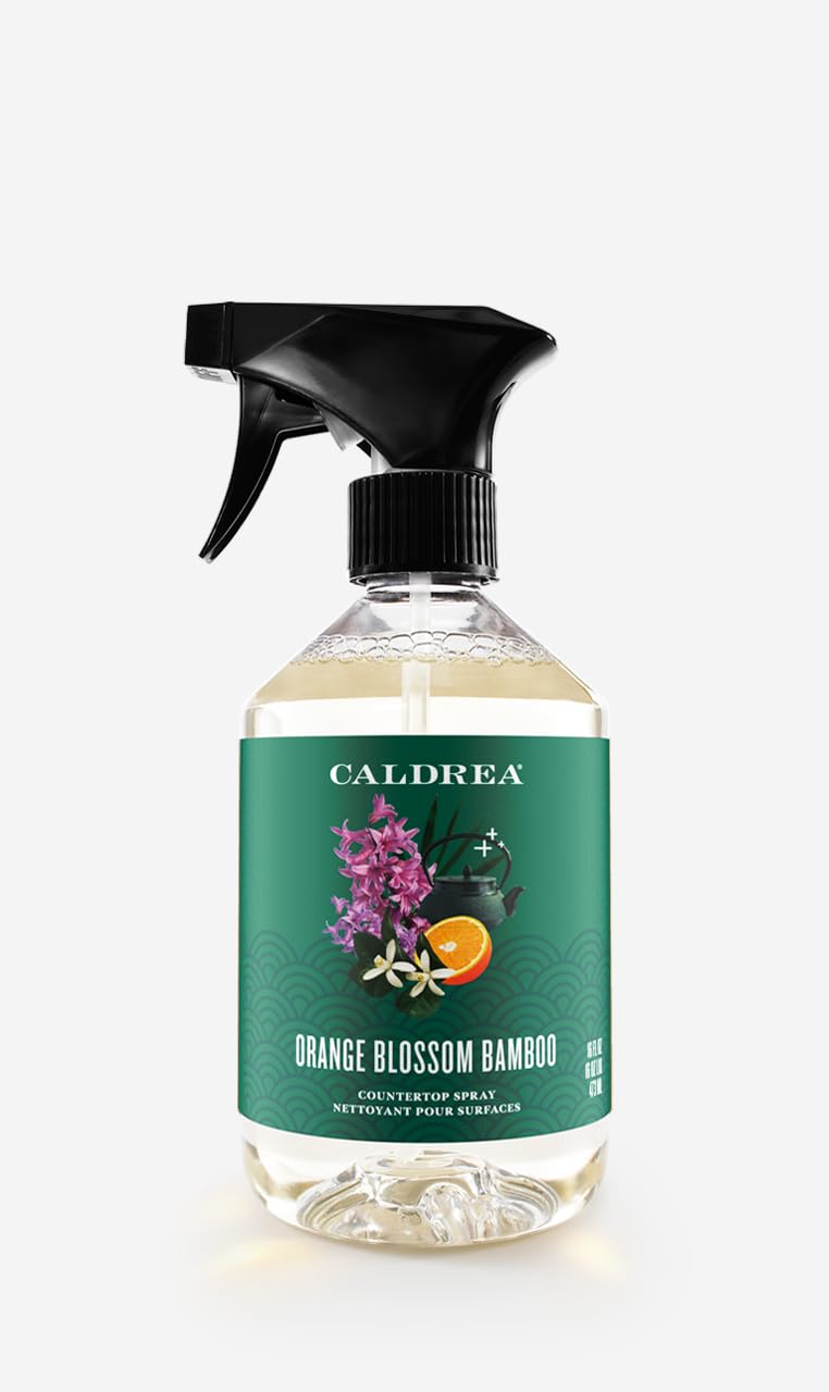 Caldrea Multi-surface Countertop Spray Cleaner, made with birch bark, Orange Peel and Ylang Ylang flower essential oils, a special vegetable protein extract, Orange Blossom Bamboo scent, 16 oz - Image 1