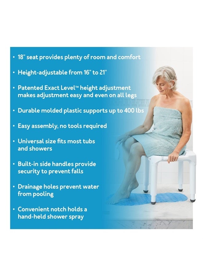 careX Universal Bath Seat And Shower Chair - Bath Chair Supports Up To 400 Pounds - Adjustable Height Shower Bench, Plastic Stool For Shower, Shower Seat - Image 2