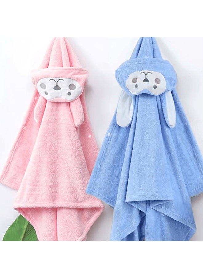Zigman Cigeman Children's Hooded Bath Towel, Baby Hooded Bathrobe, Newborn Coral Fleece Bath Towel, Absorbent And Lint-free - Medium Size Blue - Image 1