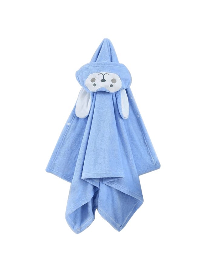 Zigman Cigeman Children's Hooded Bath Towel, Baby Hooded Bathrobe, Newborn Coral Fleece Bath Towel, Absorbent And Lint-free - Medium Size Blue - Image 2