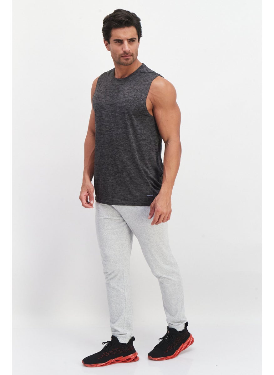 HIND Men Sportswear Fit Sleeveless Training Tank Tops, Charcoal Heather  - Image 4