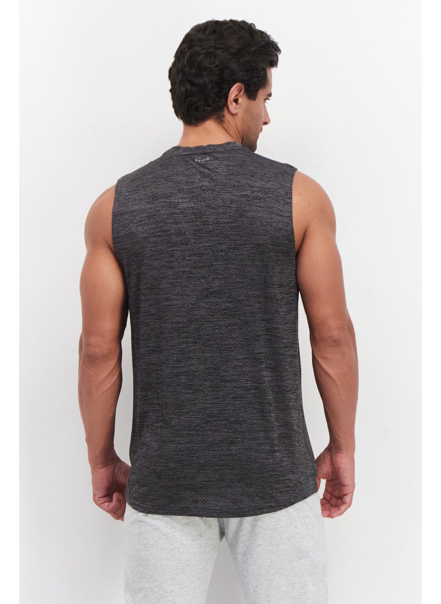 HIND Men Sportswear Fit Sleeveless Training Tank Tops, Charcoal Heather  - Image 3
