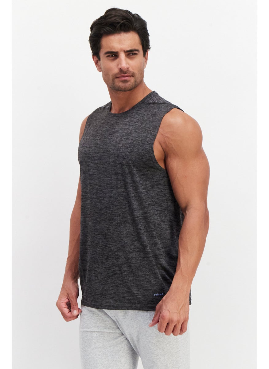 HIND Men Sportswear Fit Sleeveless Training Tank Tops, Charcoal Heather  - Image 1