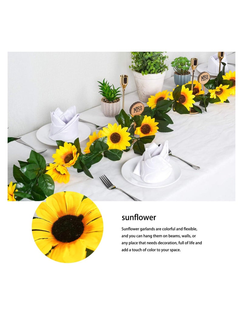 SYOSI Sunflower Garlands, Length 2.3m Each, Artificial Ivy Vines, Silk Sunflower Garlands, Hanging Sunflower Vines for Garden, Wall Decoration, for Decorate Gardens, Windowsills, Porches(2 Pack) - Image 4