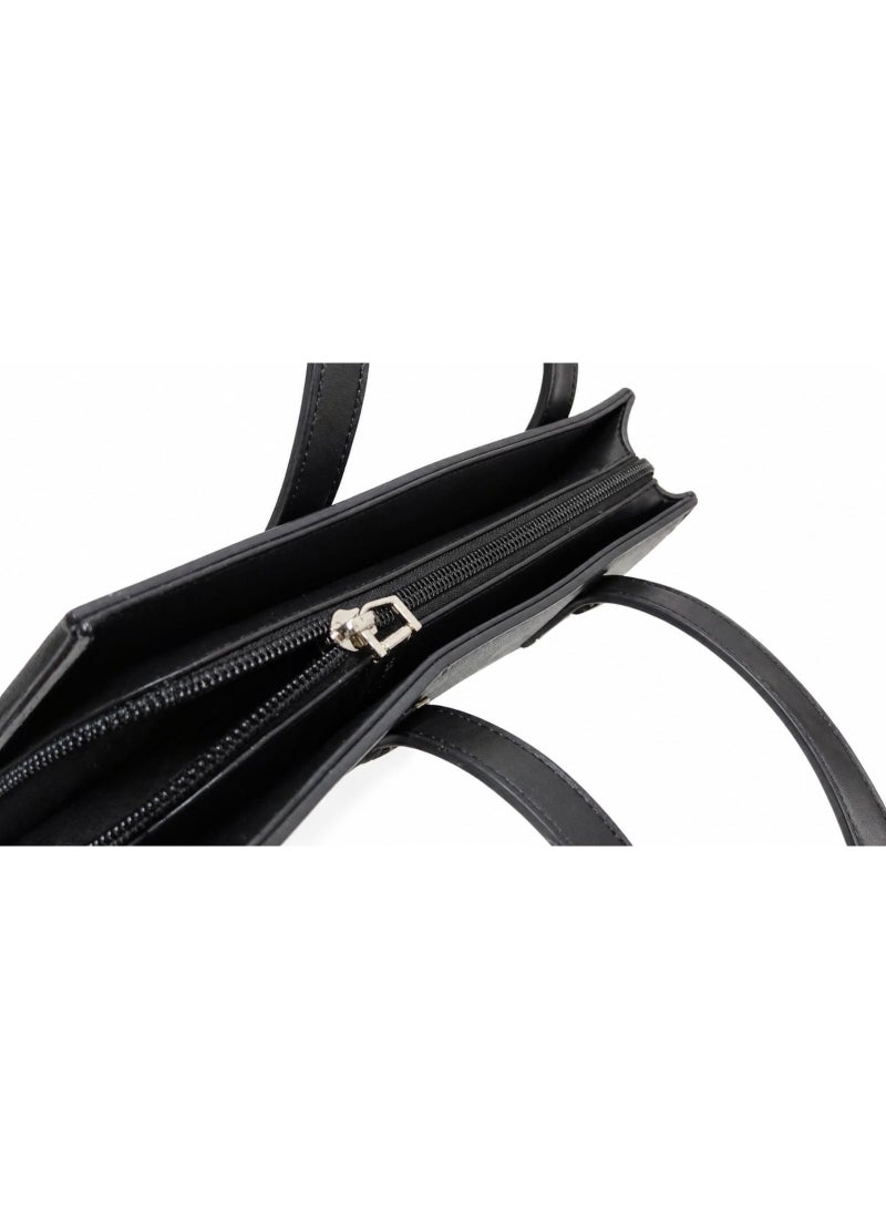 BAGCO Women’s Classic Black Handbag – Large PU Leather Tote with Long Handles & Crossbody Strap - Image 4