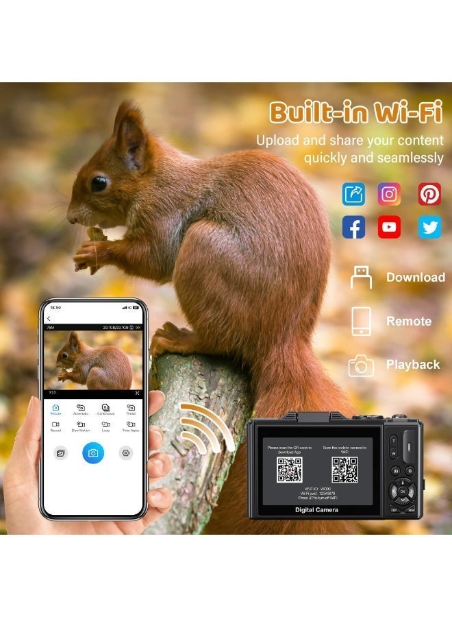 Blink 5K 75MP Digital Camera with 64GB Card, 18X Zoom, 180° Flip Screen & 2 Batteries - Image 4