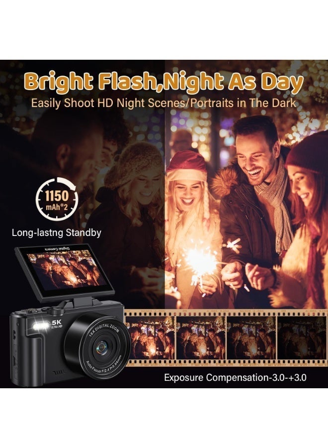 Blink 5K 75MP Digital Camera with 64GB Card, 18X Zoom, 180° Flip Screen & 2 Batteries - Image 5