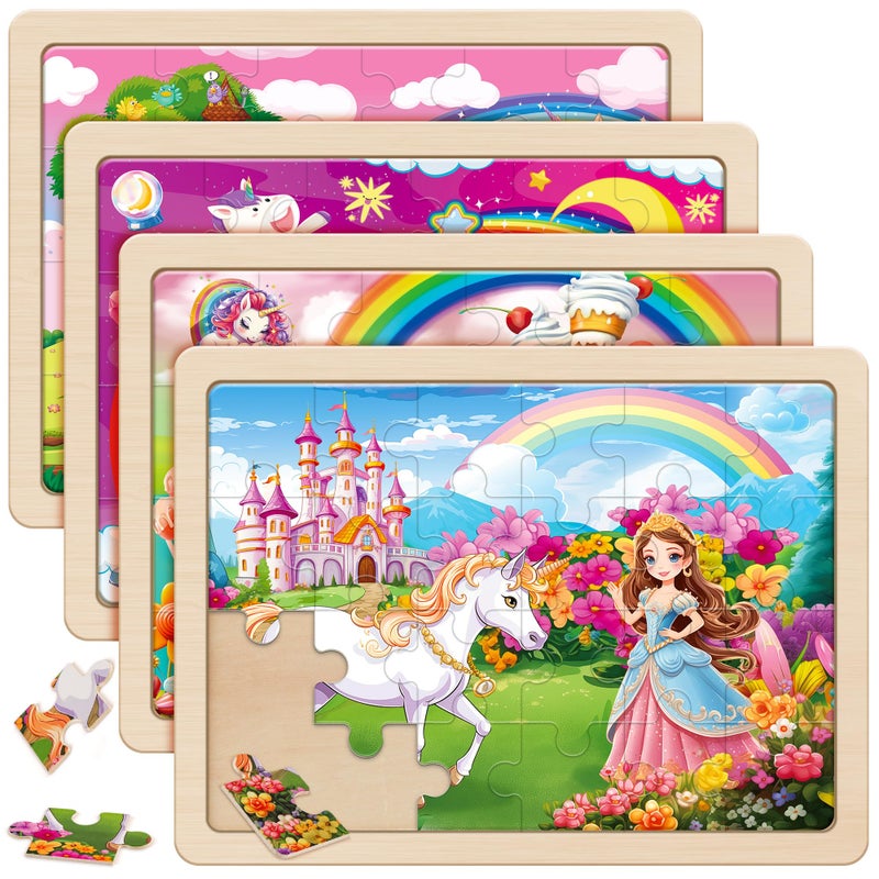 SYNARRY Large Unicorn Princess Fairy Wooden Puzzles for Girls Gift Box122 94 in 24 Pcs Puzzles for Kids Ages 46 Wood Puzzles for Kids Ages 35 Easter Basket Stuffers Gifts for Kids - Image 2