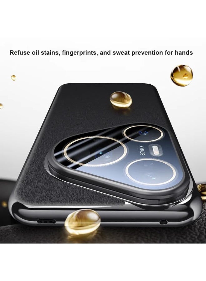 عام غطاء هواوي بورا 80 الترا 5G - غطاء PU جلدي فاخر مع حماية عدسة الكاميرا المعدنية وحامل قابل للطي، إطار مطلي مقاوم لبصمات الأصابع وغطاء خلفي مقاوم للصدمات - Image 4