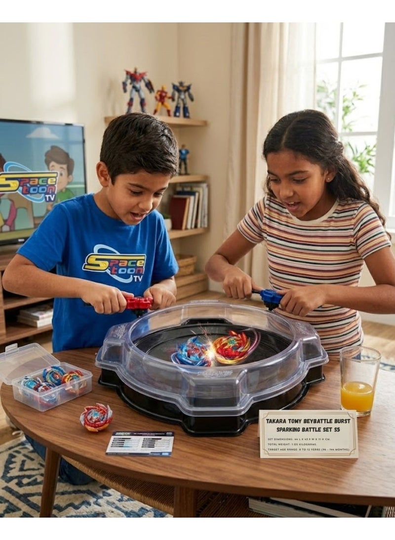 TAKARA TOMY مجموعة معركة تاكارا تومي بي باتل بيرست سباركينغ S5 - ملعب بي بليد الأصلي مع كولوسال هيليوس 1B و سوبر هايبرون 1A (لأعمار 8+)  - Image 2
