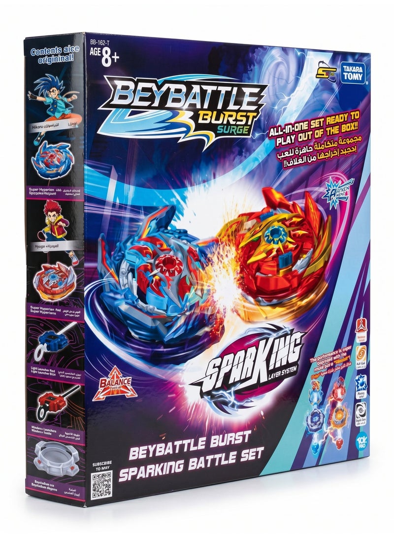 TAKARA TOMY مجموعة معركة تاكارا تومي بي باتل بيرست سباركينغ S5 - ملعب بي بليد الأصلي مع كولوسال هيليوس 1B و سوبر هايبرون 1A (لأعمار 8+)  - Image 1