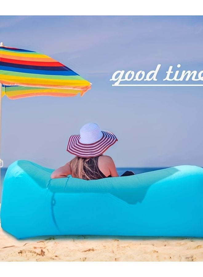 Black Inflatable Beach Lounge Chair Portable Outdoor Sofa Airbed For Park - Image 3