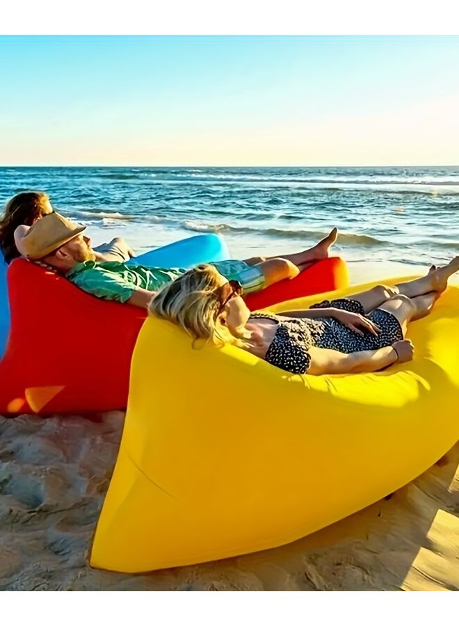 Black Inflatable Beach Lounge Chair Portable Outdoor Sofa Airbed For Park - Image 2