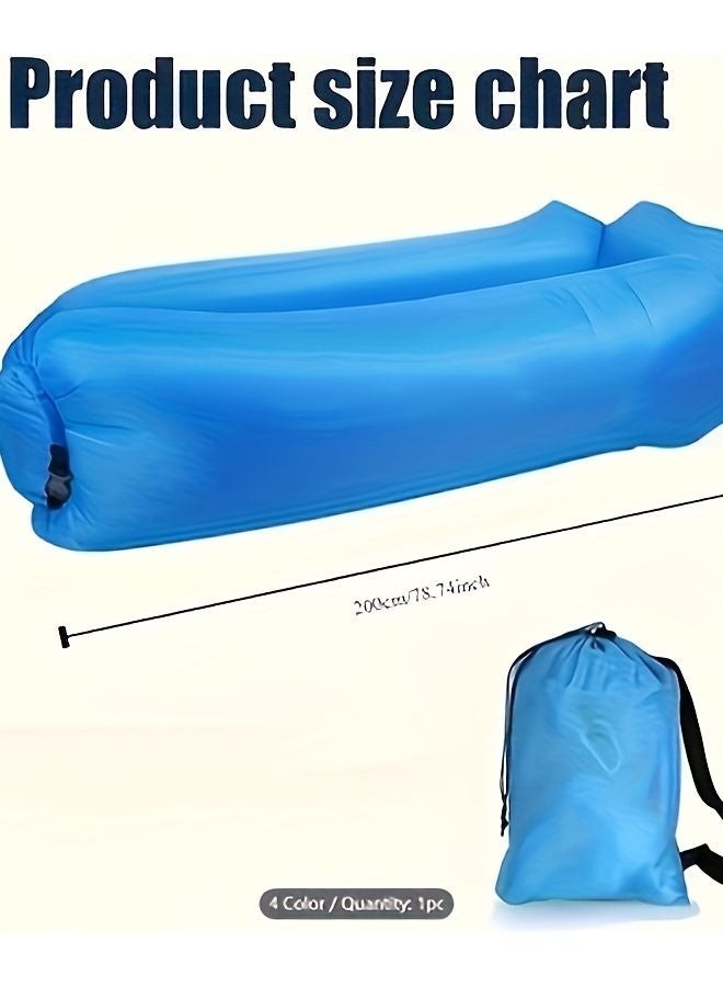 Black Inflatable Beach Lounge Chair Portable Outdoor Sofa Airbed For Park - Image 4