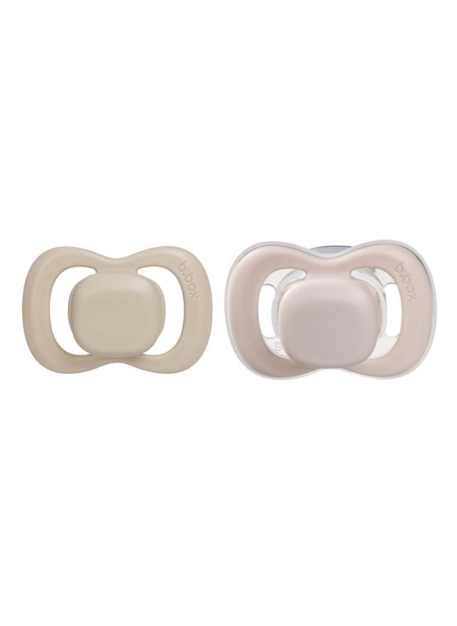b.box Designer Pacifier Silicone Size 2, 6M+, 2 Pieces, Blush/Latte  - Image 1