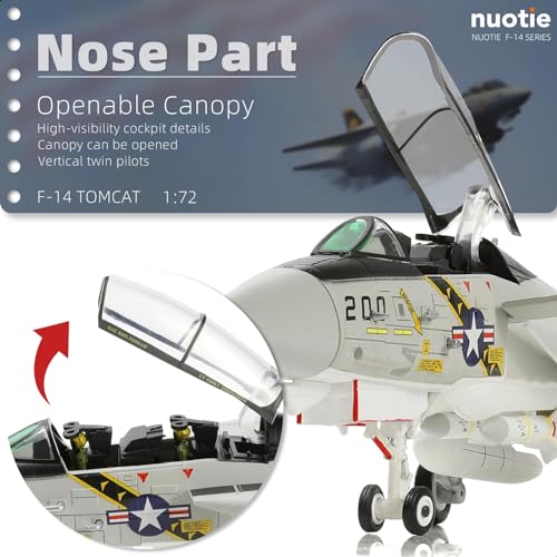 NUOTIE US Navy F-14 Tomcat 1/72 Alloy Model VF-84 Jolly Rogers Fighter DieCast Metal Airplane Military Display Model Collection or Gift - Image 3