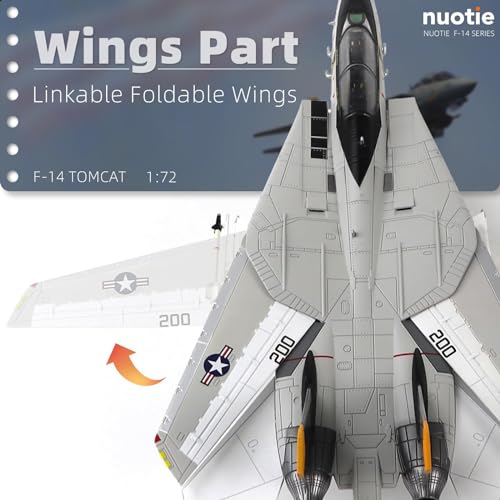 NUOTIE US Navy F-14 Tomcat 1/72 Alloy Model VF-84 Jolly Rogers Fighter DieCast Metal Airplane Military Display Model Collection or Gift - Image 5