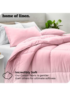 Home of linens Cotton - Plain - Heavy Comforter - 2.8Kgs - Down Alternative Filling - (For Matress 100cm/120cm) - Size (180cm x 240cm) - Rose  - Image 2
