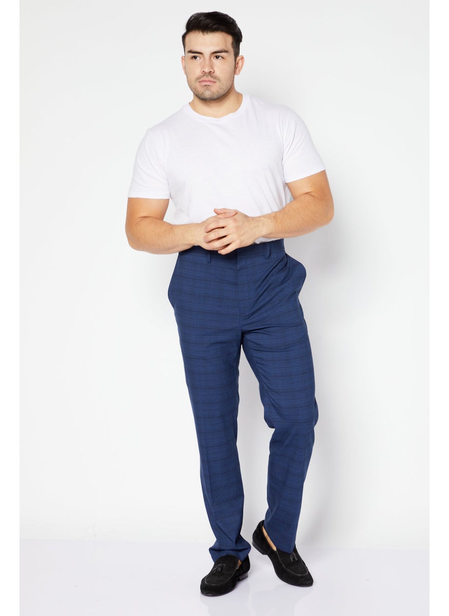 Kenneth Cole Men Slim Fit Windowpane Dress Pants, Navy  - Image 4