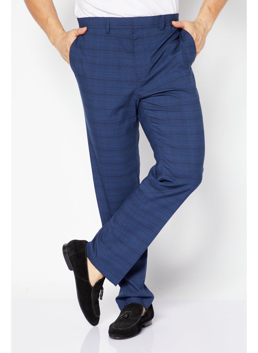 Kenneth Cole Men Slim Fit Windowpane Dress Pants, Navy  - Image 1