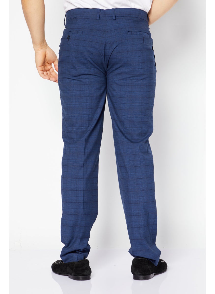 Kenneth Cole Men Slim Fit Windowpane Dress Pants, Navy  - Image 3