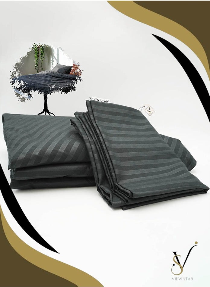 VIEW STAR - Viewstar 4-Piece Luxury King Size Striped Bedding Set – Hotel-Inspired Soft Duvet Cover, Fitted Bed Sheet & Pillow Cases - Elegant Large Size Bedsheet for Comfort - Image 1