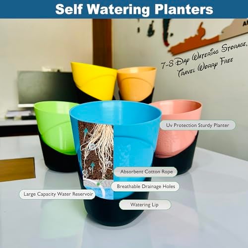 TechHark® 5 Pcs Self Watering Cross Pots with Tray for Home & Decoration Planters, Terrace, Garden Plant Container Set (5 Pcs Cross Pot) - Image 3