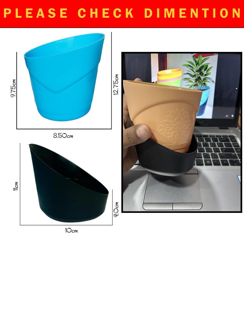 TechHark® 5 Pcs Self Watering Cross Pots with Tray for Home & Decoration Planters, Terrace, Garden Plant Container Set (5 Pcs Cross Pot) - Image 2