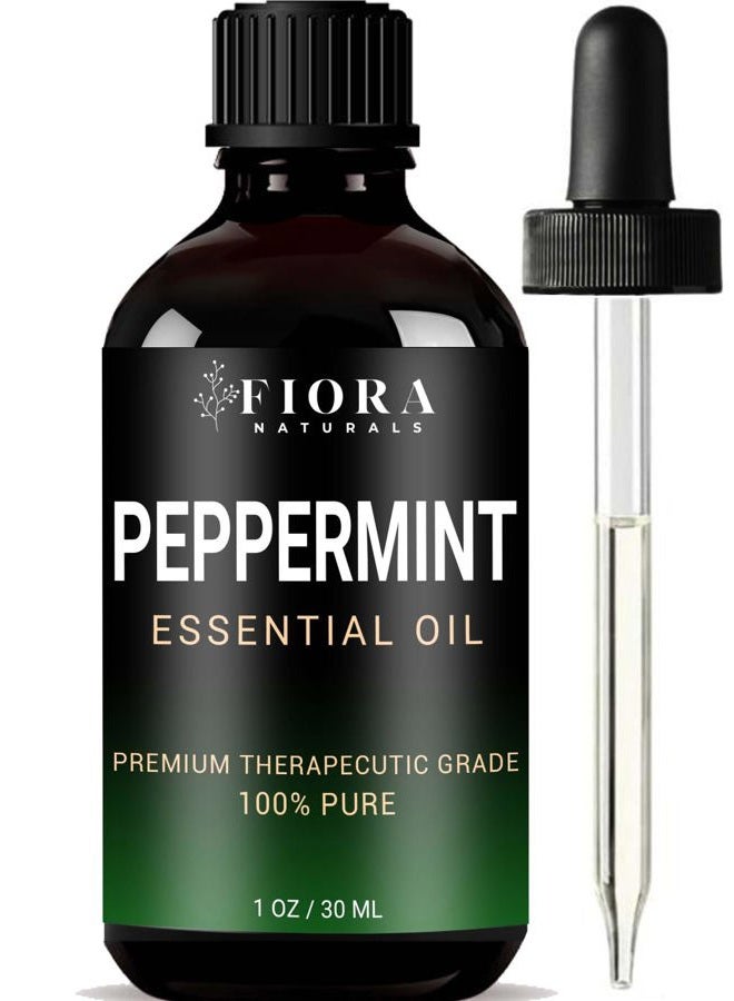 Fiora Naturals Peppermint Essential Oil by Fiora Naturals - 100% Pure Peppermint Oil for Hair Growth, Skin and Scalp Acne, Diffuser, DIY soap, and Candle Making. Pure Mentha Piperita Oil - 1 oz /30ml  - Image 1