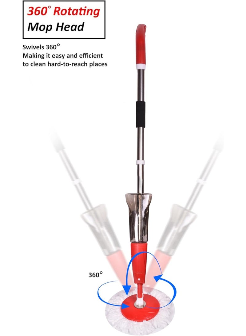 Spray Spin Mop with Rotating Head, Red - Image 2