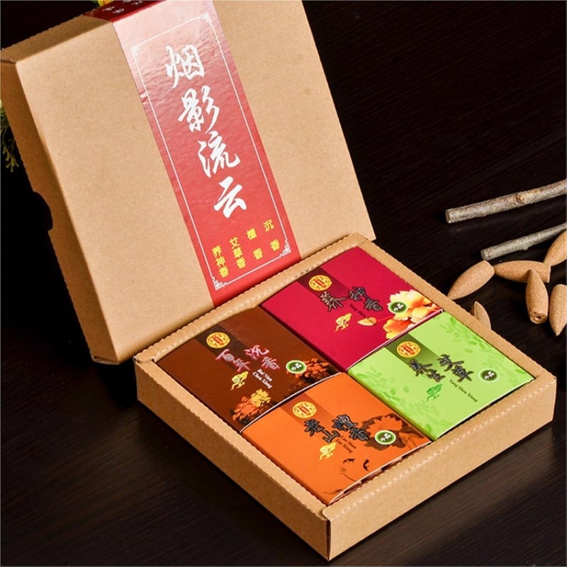 Natural Backflow Incense Cones Gift Box 80pcs Mixed Sandalwood Woomwood - Image 2