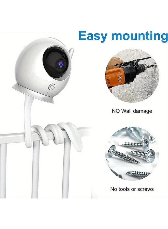 White Flexible Twist Camera Mount 42cm Hole Free Bracket For Baby Monitor Indoor Cam - Image 5