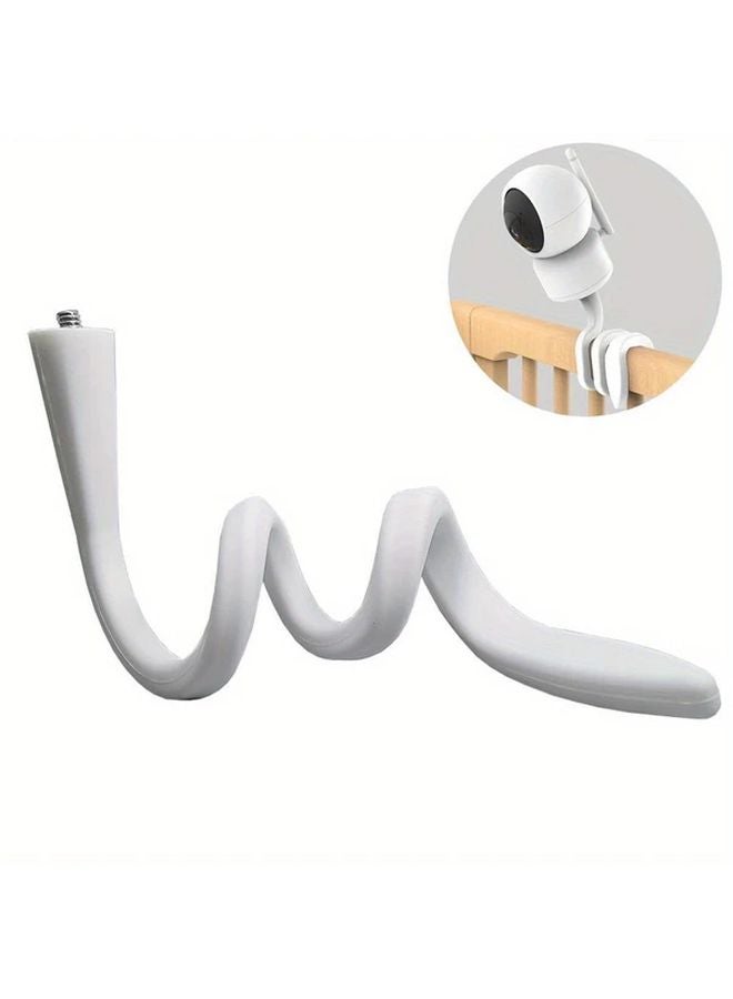 White Flexible Twist Camera Mount 42cm Hole Free Bracket For Baby Monitor Indoor Cam - Image 1